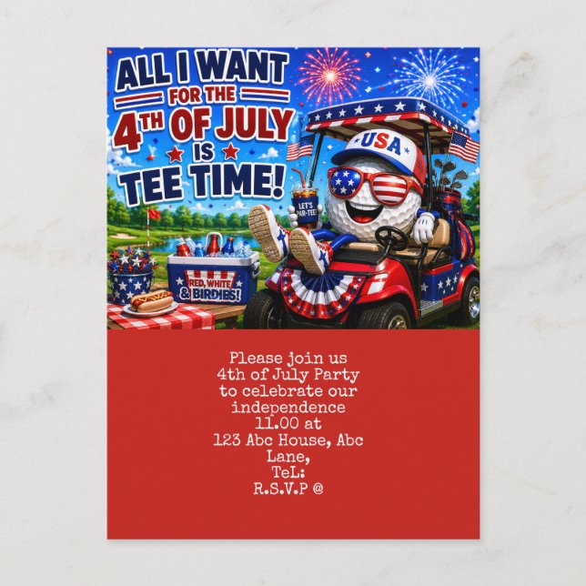  4th July Save the Date  Independence Day party    Postcard (Front)