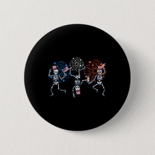 4th July Skeletons Dance Fireworks Patriotic Women 2 Inch Round Button