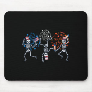 4th July Skeletons Dance Fireworks Patriotic Women Mouse Pad