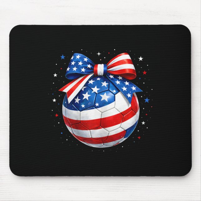 4th July Soccer Coquette Bow Womens  Mouse Pad (Front)