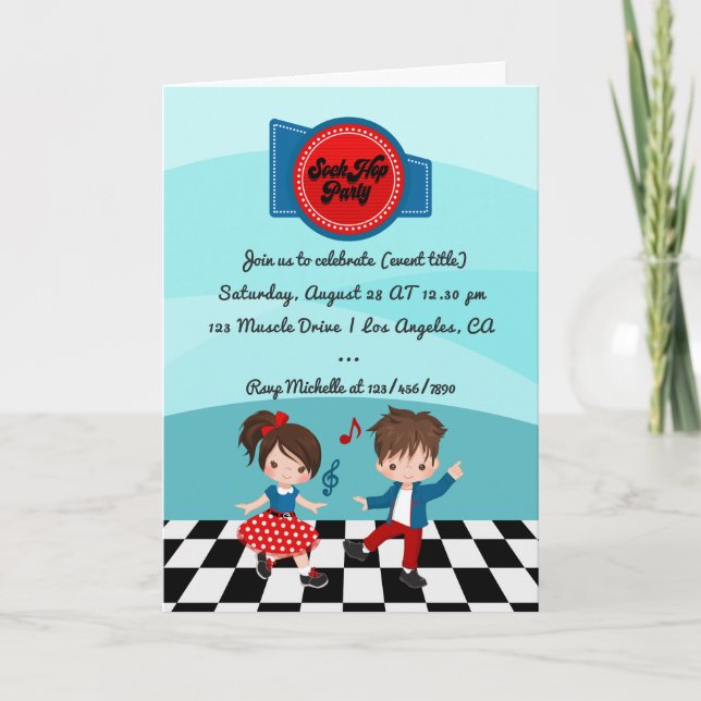 4th July Sock Hop Party Invitation (Front)