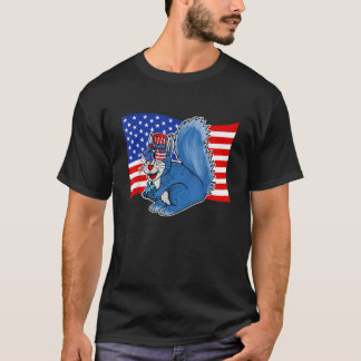 4th July Squirrel American Flag Independence Day 2 T-Shirt