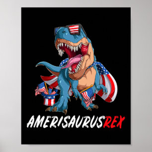 4th July T Rex America Dinosaur Independence Day P Poster