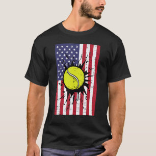 4th July Tennis America Flag Patriotic Men Boys Ki T-Shirt