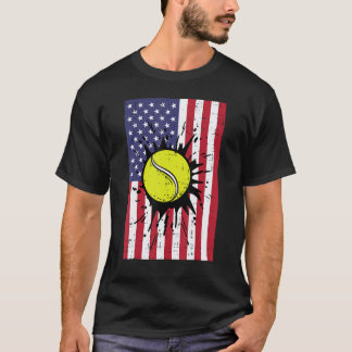 4th July Tennis America Flag Patriotic Men Boys Ki T-Shirt