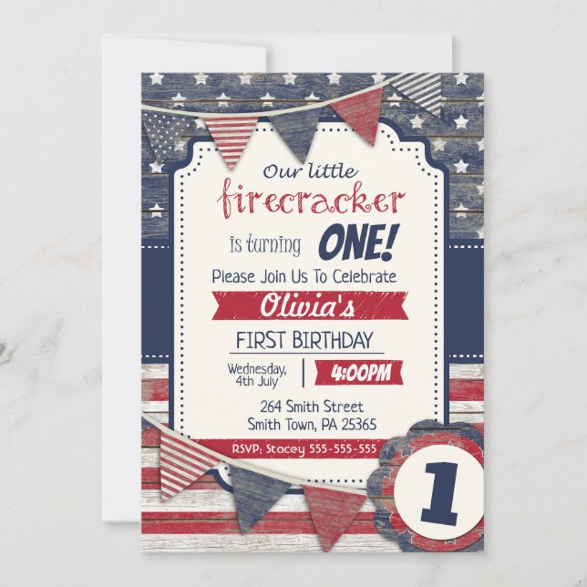 4th July Themed Any Gender/Age Independence Day Invitation (Front)