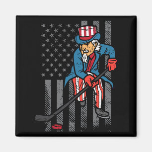 4th July Uncle Sam Ice Hockey Flag Aamerica Men Magnet