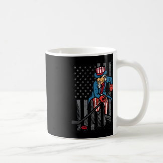 4th July Uncle Sam Ice Hockey US Flag America Men Coffee Mug