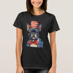 4th July US Flag Patriotic Designs French Bulldog T-Shirt