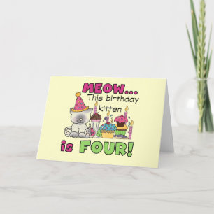 4th Kitten Birthday T-shirts and Gifts Card