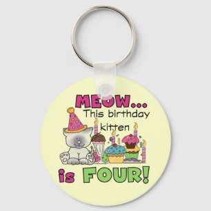 4th Kitten Birthday T-shirts and Gifts Keychain