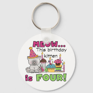 4th Kitten Birthday T-shirts and Gifts Keychain