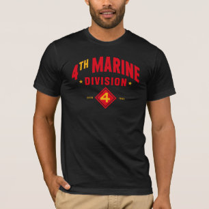 4th Marine Division "Fighting Fourth" Black T-Shirt