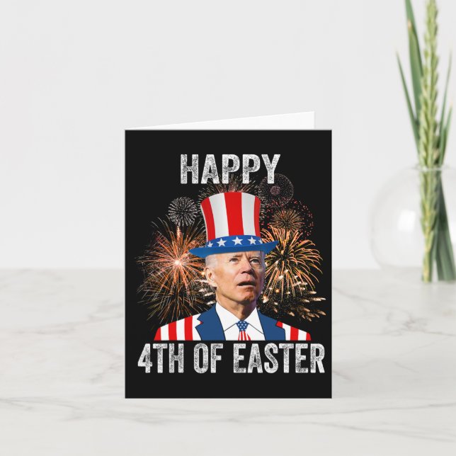 4th Of Easter Funny Happy 4th Of July Anti Joe Bid Card (Front)