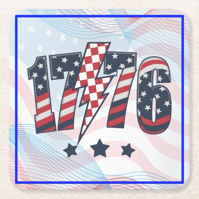 4th of July 1776-63751 Square Paper Coaster (Front)