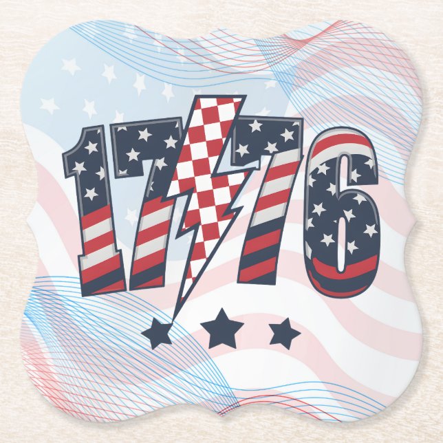 4th of July 1776 Paper Coaster (Front)