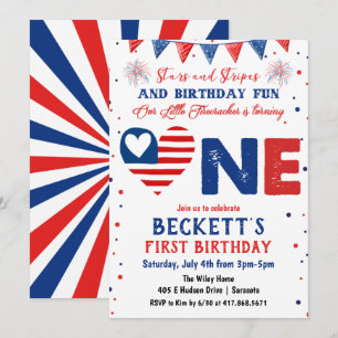 4th of July 1st Birthday Invitation