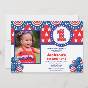 4th of July 1st First Birthday Invitation
