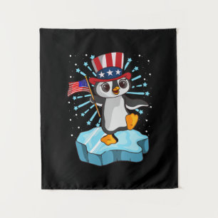 4th Of July 2021 Penguin Tapestry