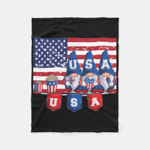 4th Of July 2023 Patriotic Gnomes Funny American U Fleece Blanket