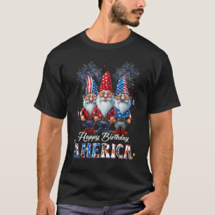 4th Of July 2023 USA Patriotic Gnomes Happy Birthd T-Shirt