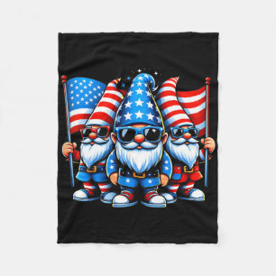 4th Of July 2024 Patriotic Gnomes Funny American U Fleece Blanket
