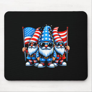4th Of July 2024 Patriotic Gnomes Funny American U Mouse Pad