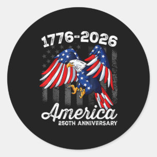 4th of july 250 year anniversary 1776-2026 classic round sticker