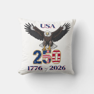 4th of July 250 Years Anniversary USA Bald Eagle Throw Pillow