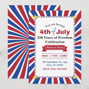 4th of July 250 Years of Freedom Celebration Invitation