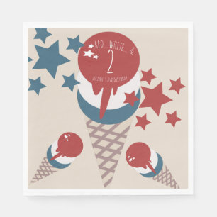 4th of July 2nd Birthday Ice Cream Stars   Napkin