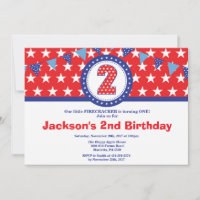 4th of July 2nd Second Birthday Invitation