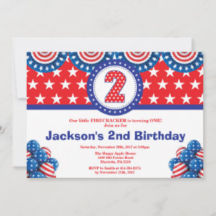 4th of July 2nd Second Birthday Invitation