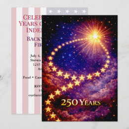 4th of July 50 Stars 250 Years USA BBQ Party Invitation