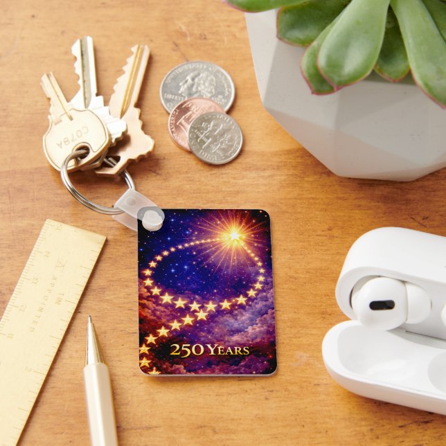 4th of July 50 Stars 250 Years USA Independence Keychain (Desk)