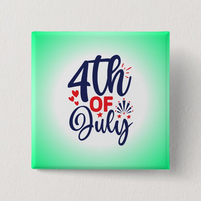4th of July-68826 2 Inch Square Button (Front)