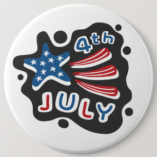4th of July 6 Inch Round Button