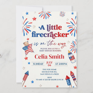 4th of July a little Firecracker Baby Shower Invitation