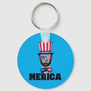 4th Of July Abe Lincoln America Bzr Funny Kids Keychain