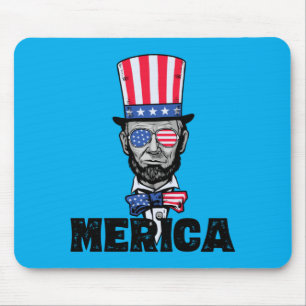 4th Of July Abe Lincoln America Bzr Funny Kids Mouse Pad