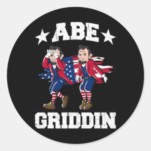 4th Of July Abraham Lincoln Griddy Abe Griddin Classic Round Sticker