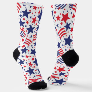 4th Of July Abstract Patriotic Pattern Socks