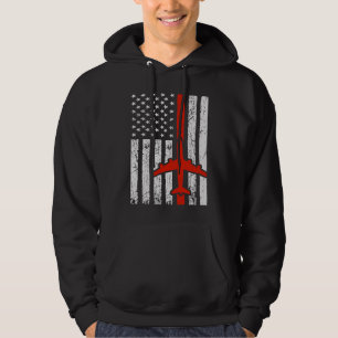 4th of July Airplane Pilot American Flag Proud Avi Hoodie