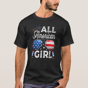 4th Of July All American Girls Women American Flag T-Shirt