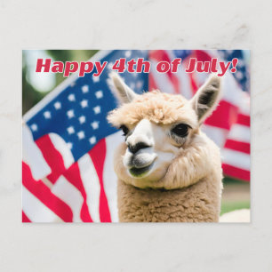 4th of July Alpaca Holiday Postcard
