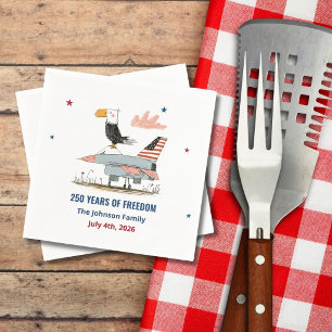 4th of July America 250th Eagle Jet Fighter Plane Napkin