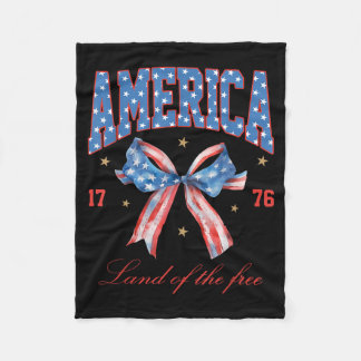 4th Of July America Coquette Bow Independence Day  Fleece Blanket