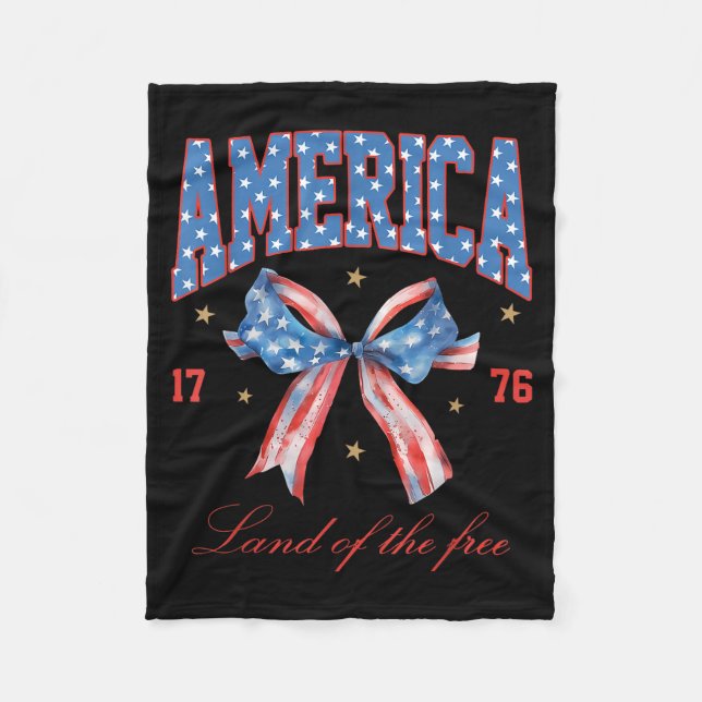 4th Of July America Coquette Bow Independence Day  Fleece Blanket (Front)