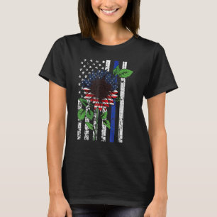 4th Of July America Flag Sunflower Patriotic Women T-Shirt
