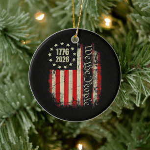 4th of July America US Flag Patriotic Ceramic Ornament
